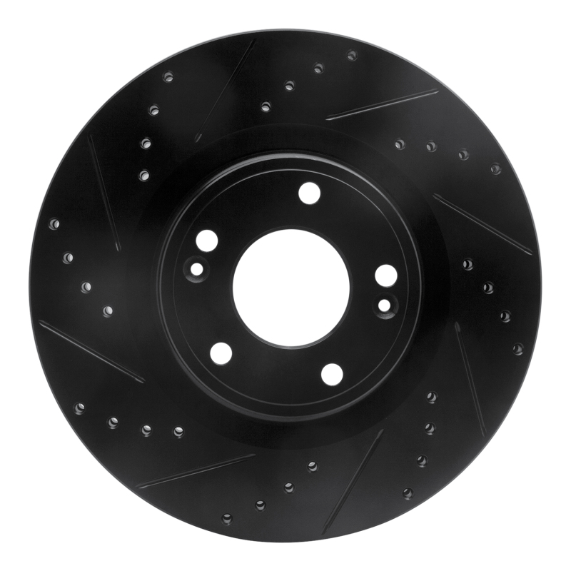 Hyundai Genesis Coupe Brake Rotor (1) - Front Left - R1 Concepts - Drilled & Slotted - Black - `10-`16